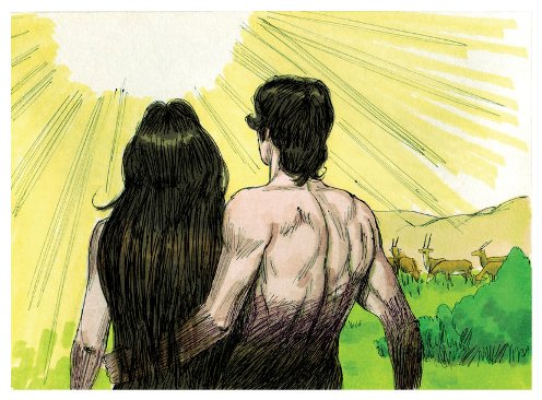 Ilustración de Adán y Eva