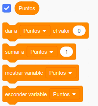 Imagen de los bloques de variables de Scratch