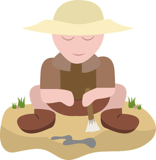 Ilustración en la que se presenta un arqueólogo