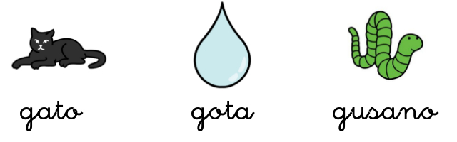 Palabras que comienzan por ga, go, gu