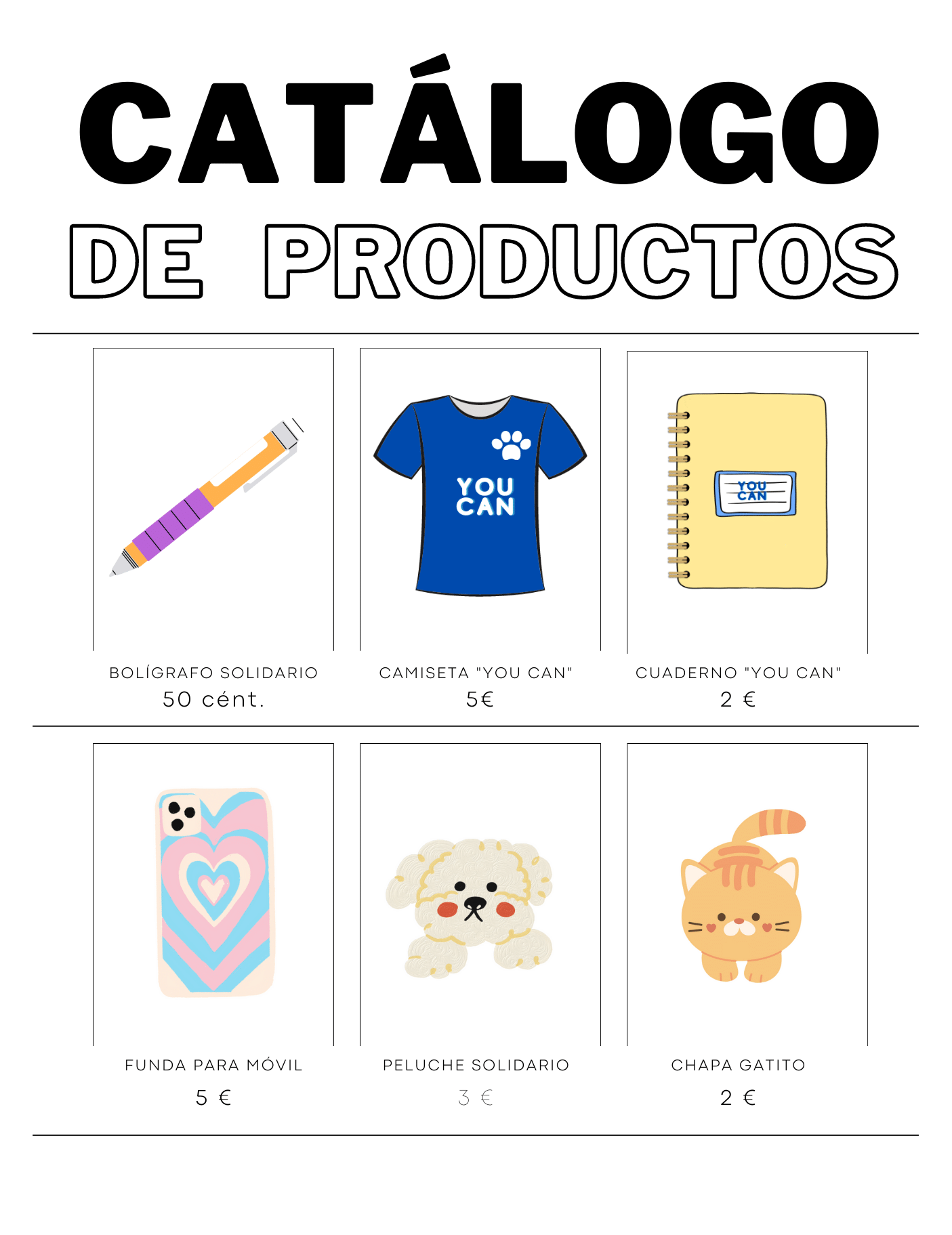 Catálogo de productos con sus precios