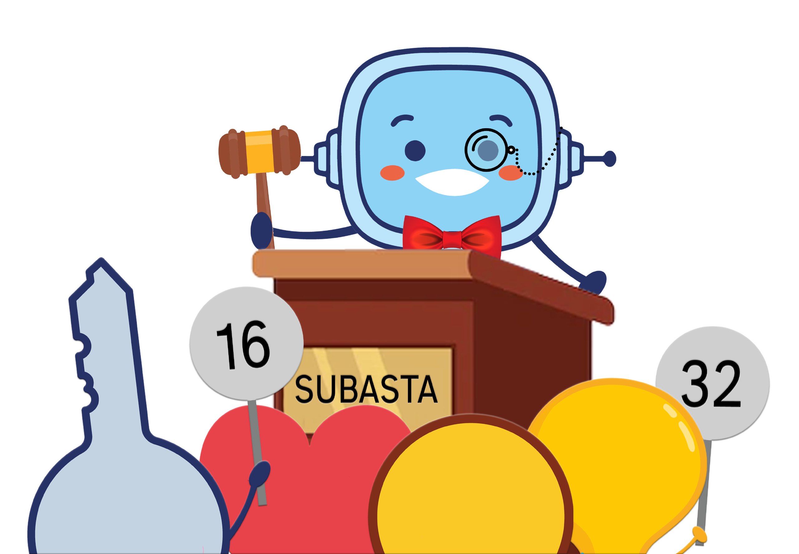Aparece Rétor sobre un atril dirigiendo una subasta