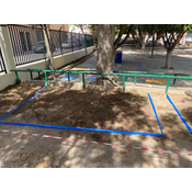 Delimitación del espacio elegido en el patio para el huerto