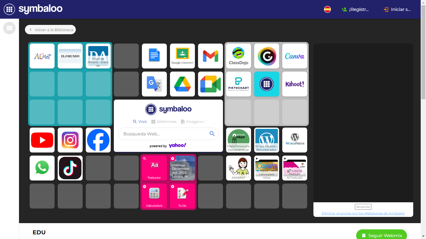 Página inicio de Symbaloo.