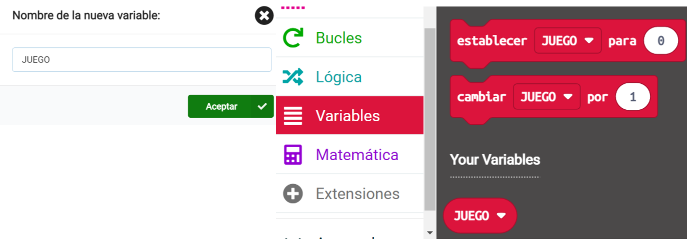 Imagen que muestra los pasos a seguir para crear una variabl