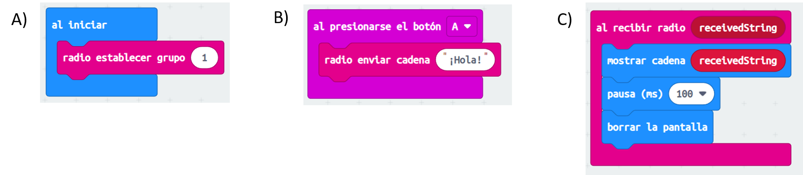 Imagen que muestra tres opciones para un programa de radio