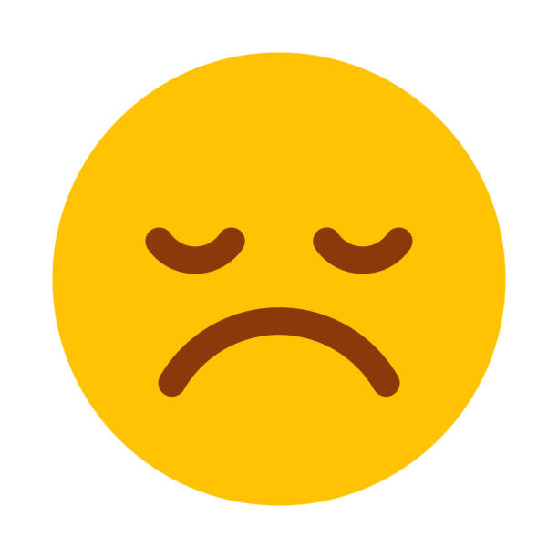 Icono de tristeza. cara con ojos cerrados y boca con labios hacia abajo