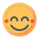 Icono de Vergüenza: cara con ojos cerrados, boca sonriente y pómulos rojos