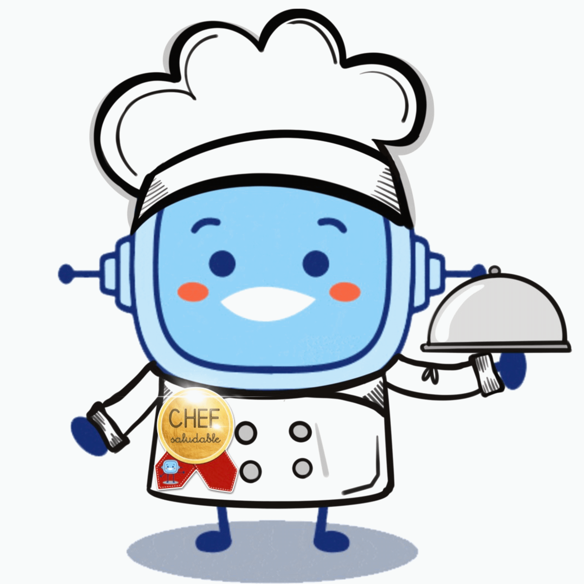 Rétor va vestido de cocinero con la medalla de Chef que puede conseguir todo el alumnado que finalice con éxito su recetario. En ella se puede leer “Chef saludable”. Es dorada, con dos cintas rojas y brilla.