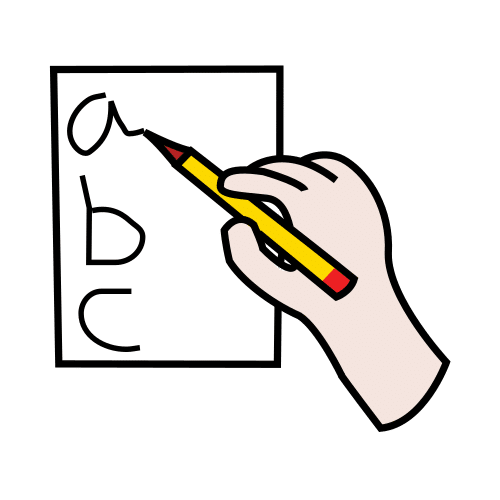 Imagen donde se ve un folio con texto escrito y corregido en rojo y una mano que escribe el texto nuevamente sobre un cuaderno. 