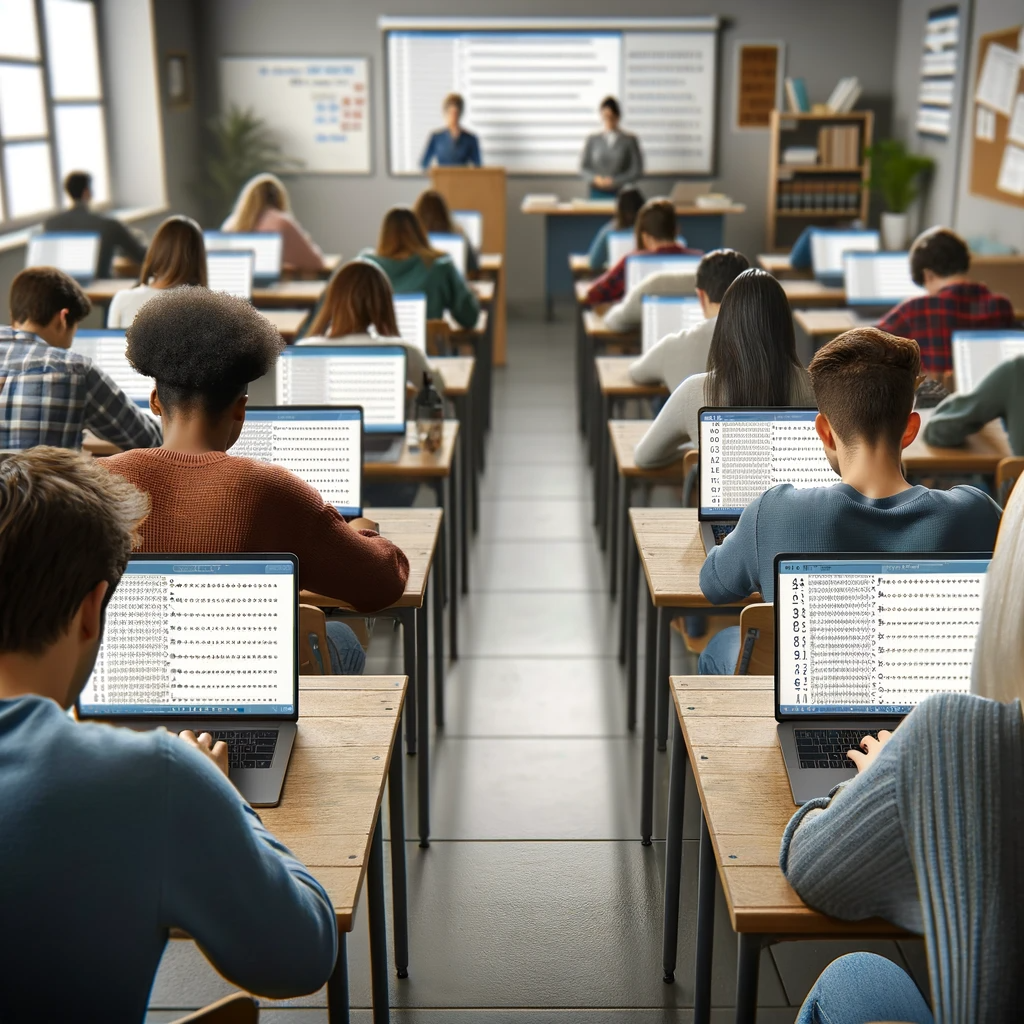 Alumnado contestando Cuestionario Google (Dall-e)