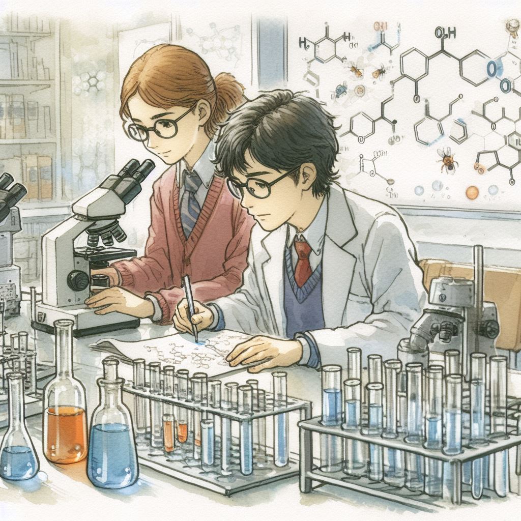 Dos adolescentes en un laboratorio