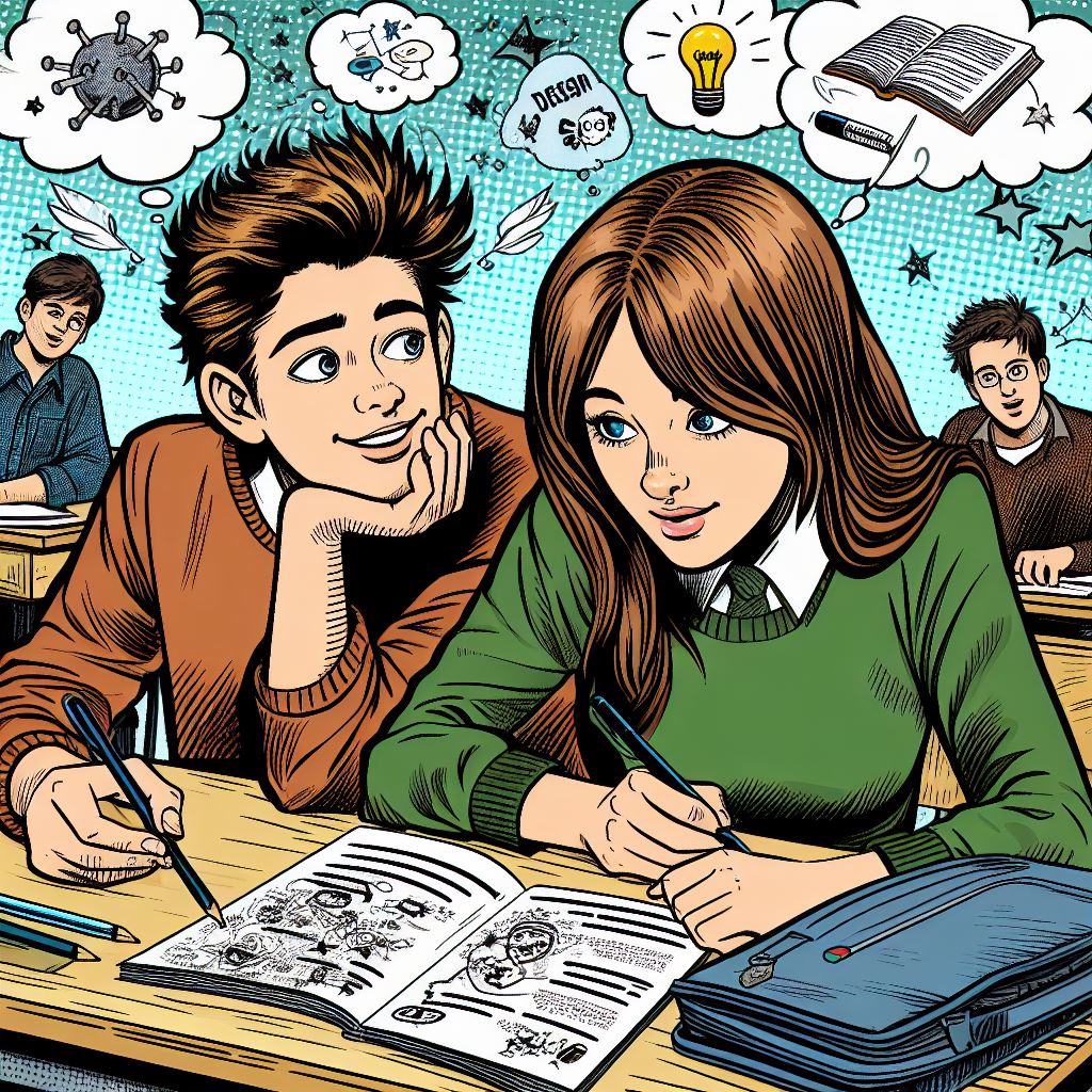 Adolescentes trabajando por parejas
