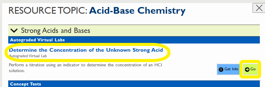 Elección de la práctica en ChemCollective