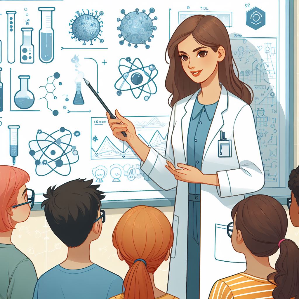 Científica explicando conceptos