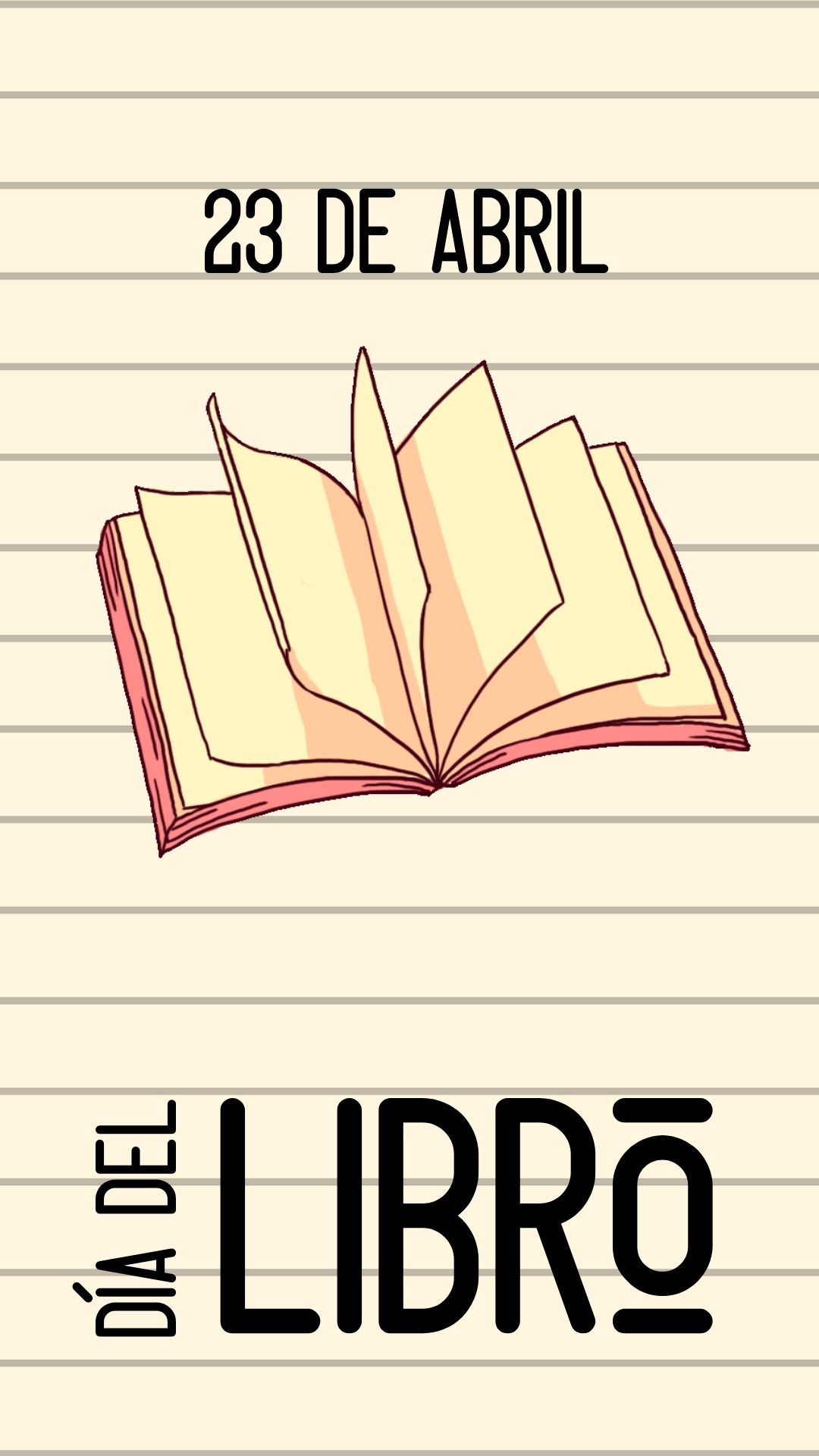 La imagen muestra un cartel del Día internacional del libro, 23 de abril, con Lumen y un libro, una pluma, una máquina de escribir