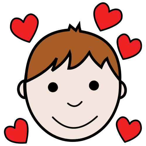 La imagen muestra un rostro con corazones alrededor.