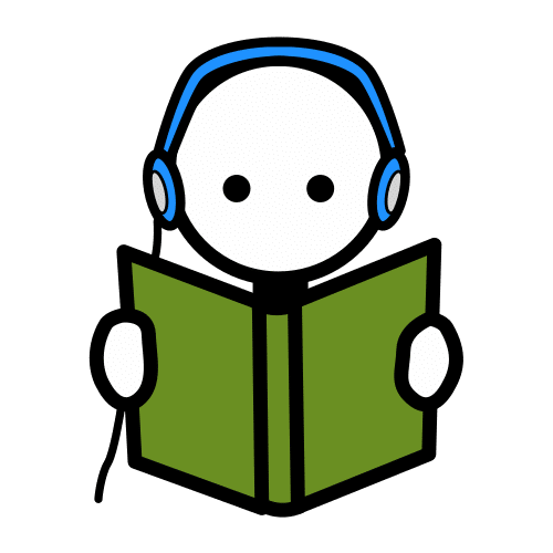 En la imagen aparece un pictograma que representa un audiolibro