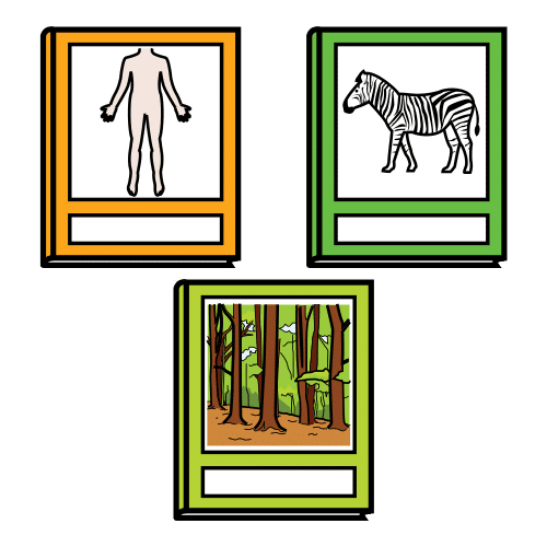 En la imagen aparece un pictograma que representa un conjunto de libros de ciencias naturales