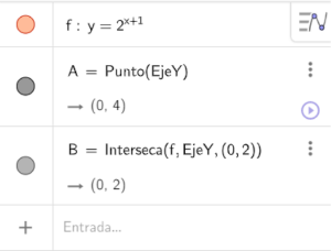 La imagen muestra una captura de Geogebra