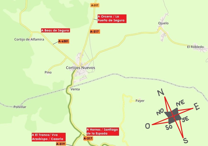 Mapa carreteras Cortijos Nuevos