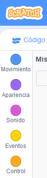 La imagen describe la pestaña de códigos