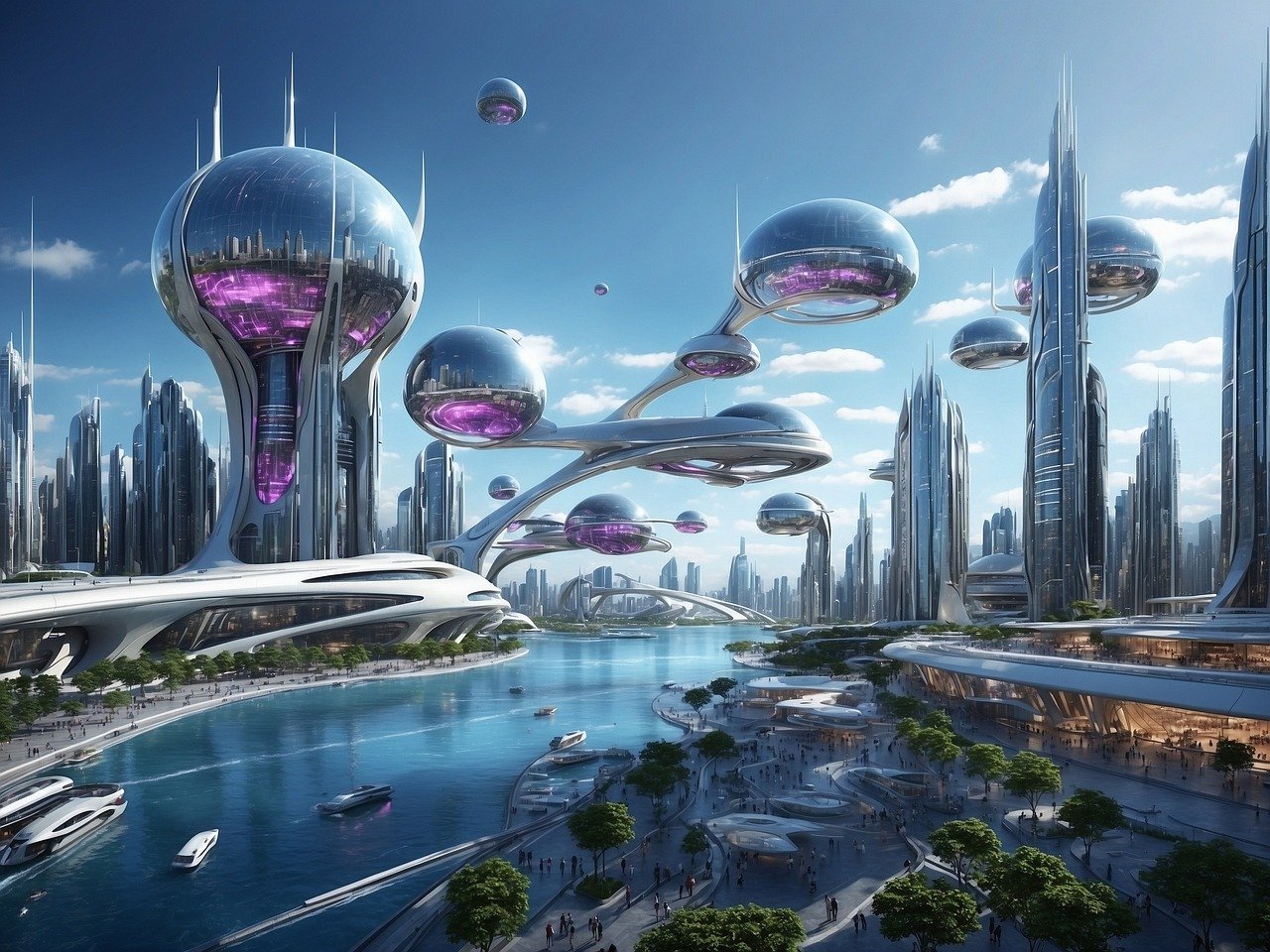 Ai-generado ciudad futurista Ciudad futurista