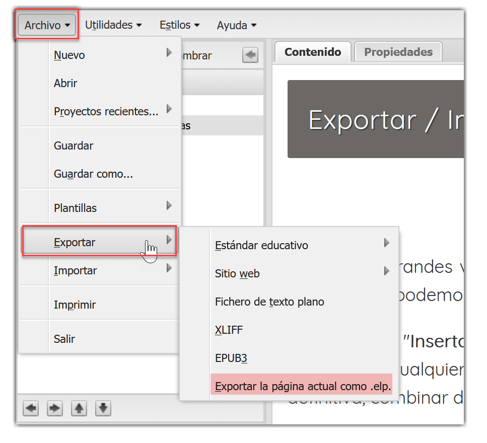 Exportar elp