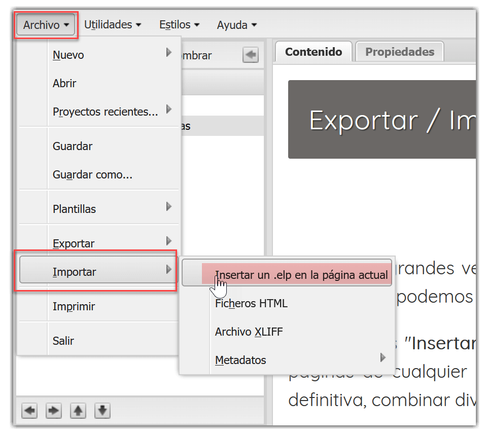 Insertar elp en página actual