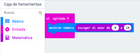 Ejemplo código dado en makecode