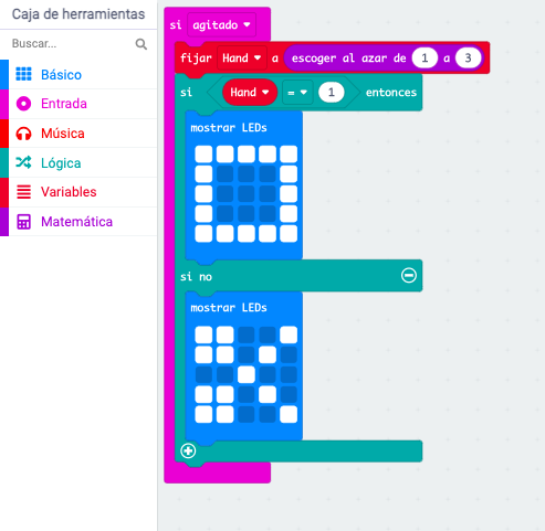Paso 4 piedra papel y tijera en makecode