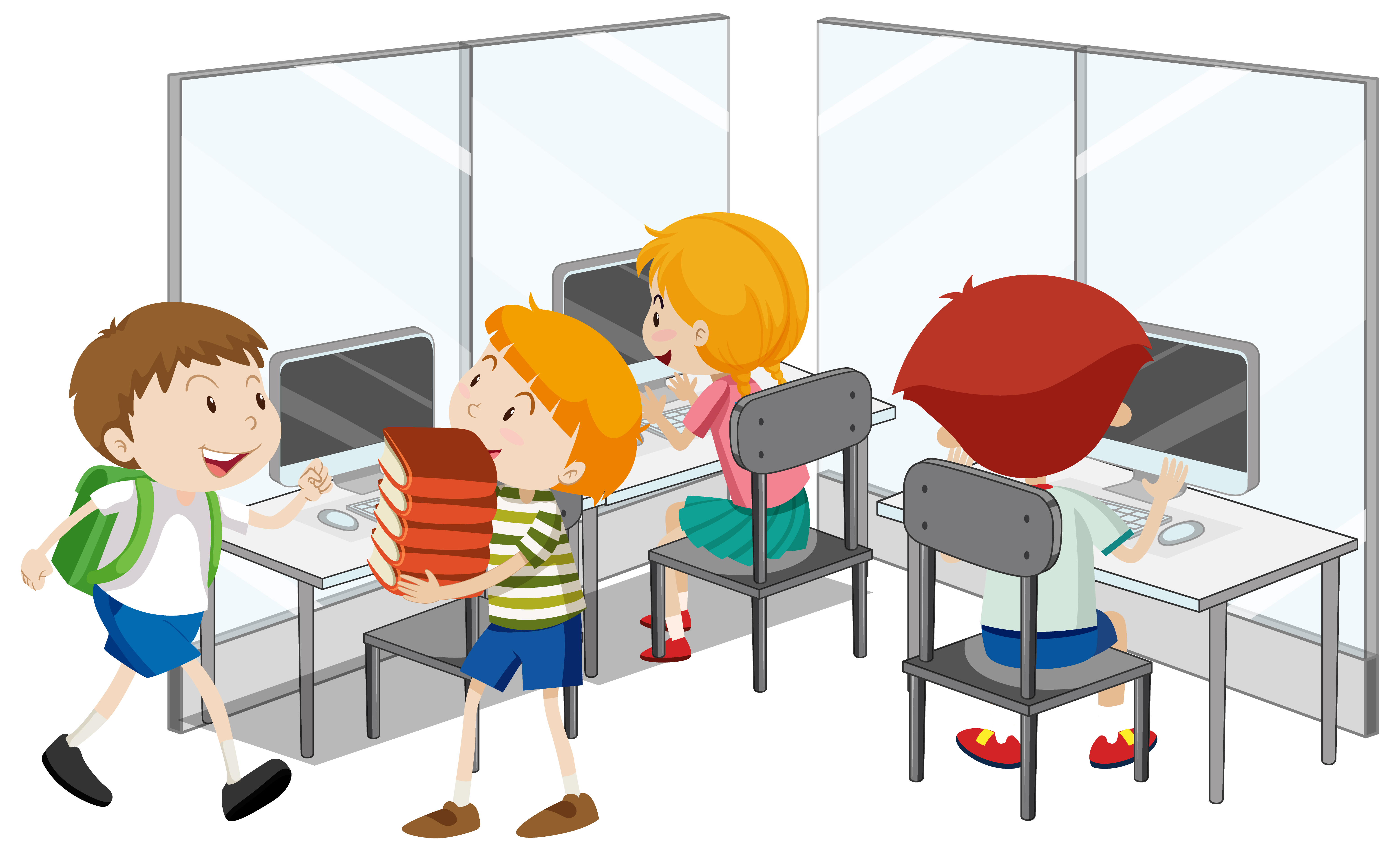 Estudiantes en un aula utilizando ordenadores portátiles
