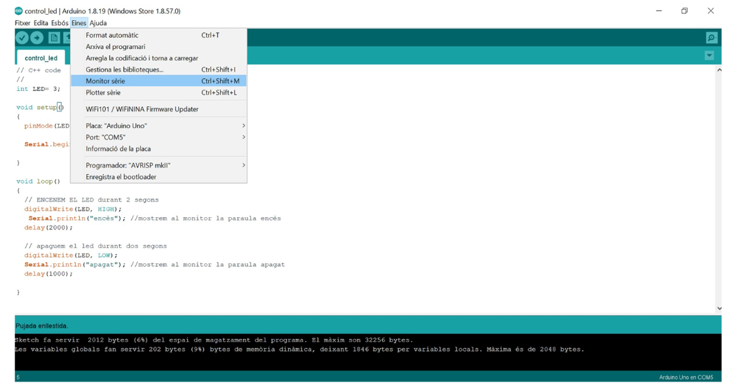 Activació Monitor Sèrie Com veure dades per pantall