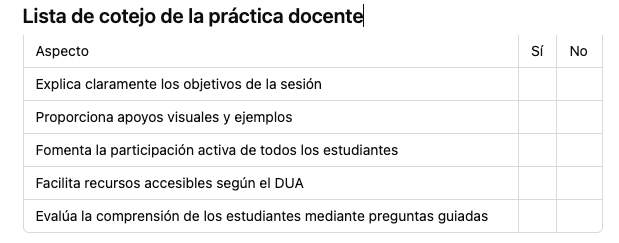 Lista de cotejo