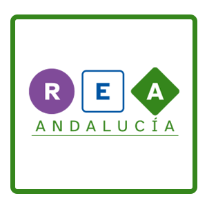 Icono Proyecto REA Icono proyecto REA Andalucía en el que puede verse representados los tres colores del Diseño Universal para el Aprendizaje