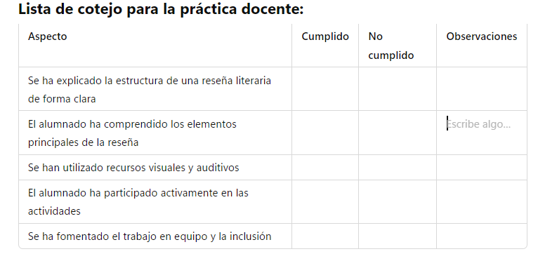 Lista de cotejo
