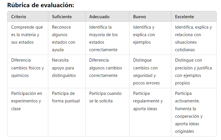 Rúbrica de evaluación