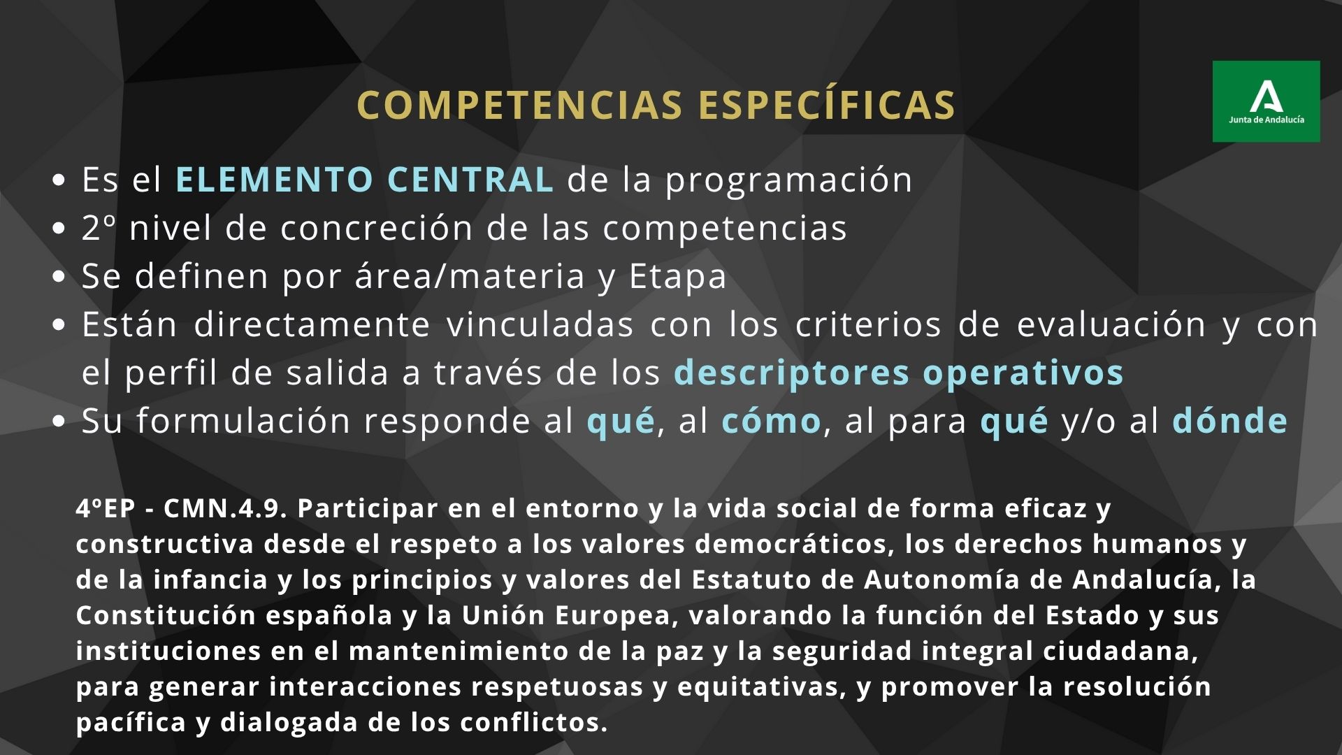 Competencias específicas al amparo del currículum