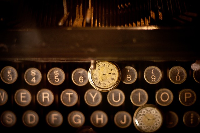 Teclado de máquina de escribir antigua