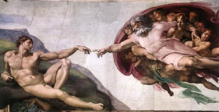 La creación de Adán de Miguel Ángel. 