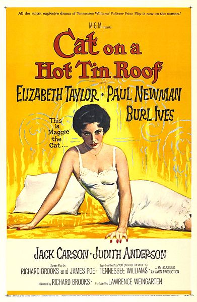 Cartel de la película La gata sobre el tejado de zinc 