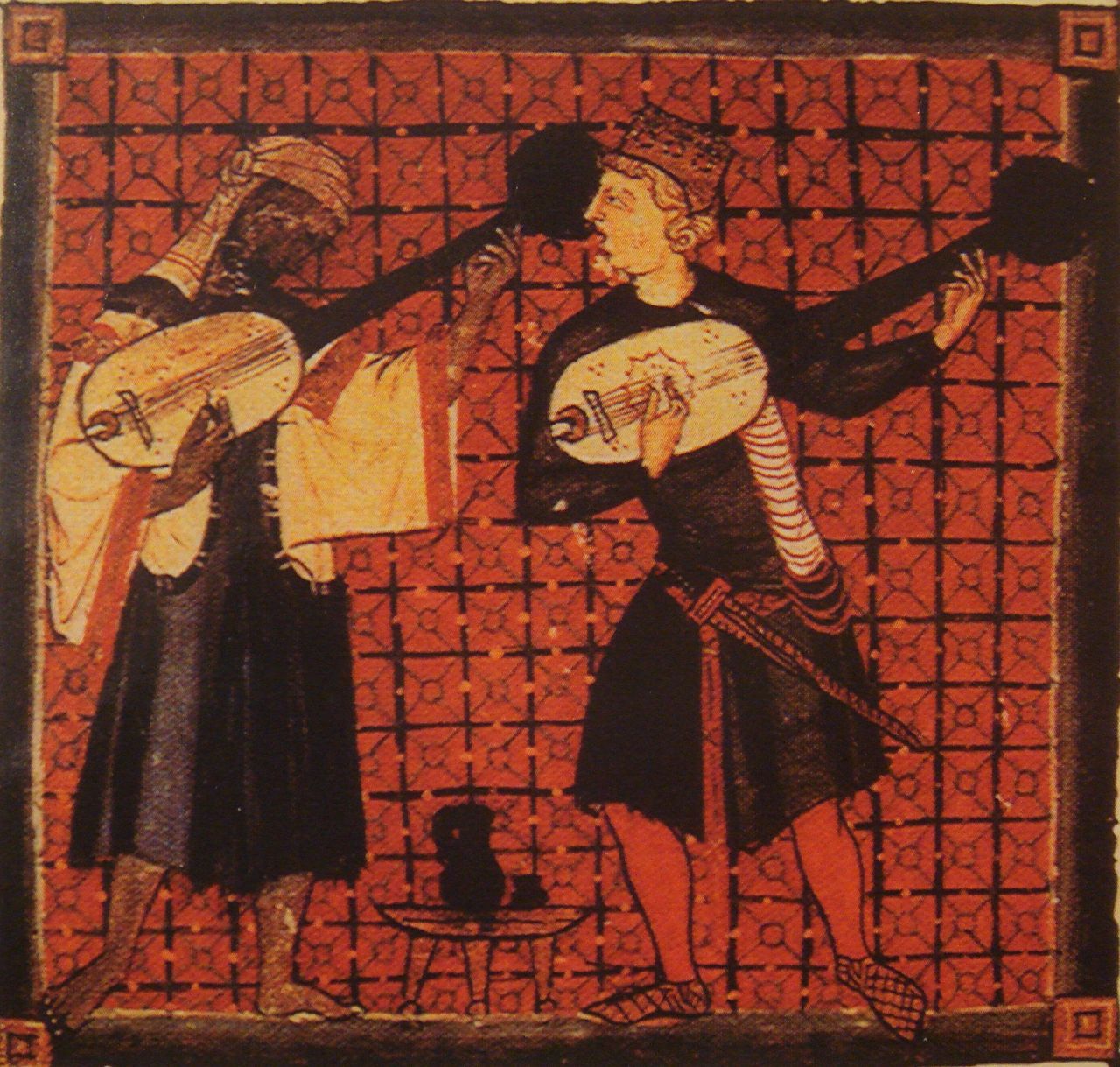 Músico musulmán y músico cristiano tocando el Oud árabe. Músico musulmán y músico cristiano tocando el Oud árabe.