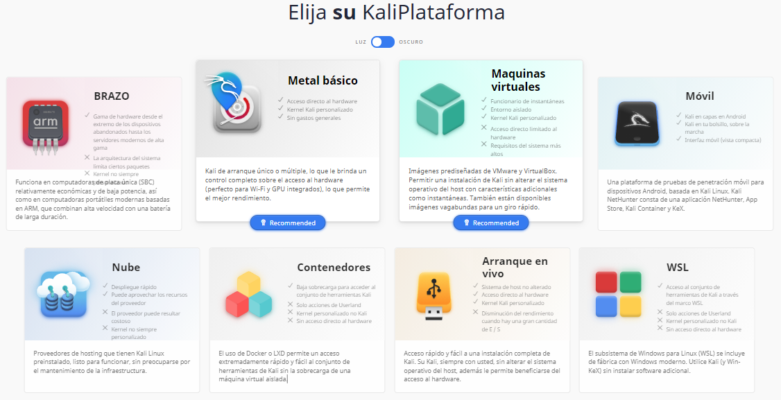 Plataformas de instalación