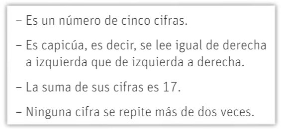 Pistas para averiguar el número desconocido