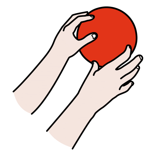 Ilusración de dos manos manipulando una pelota roja