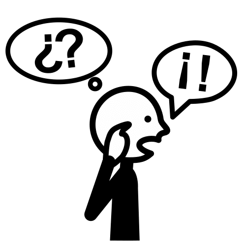 Resolver Una persona piensa, tiene con dos bocadillos encima de su cabeza con exclamaciones e interrogaciones.